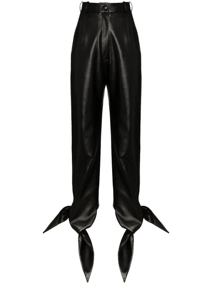 High-Waisted Faux Leather Trousers