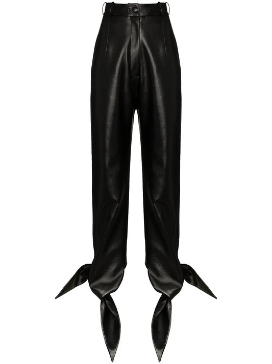 High-Waisted Faux Leather Trousers