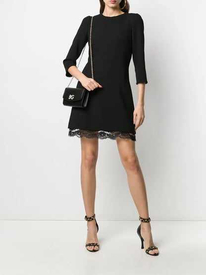 Lace-Trim Wool Minidress
