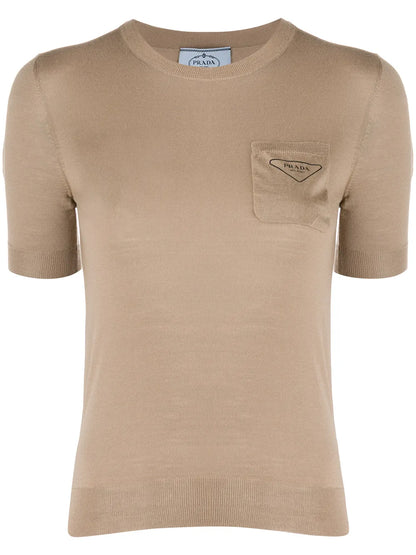 Chest Pocket Crew Neck Top