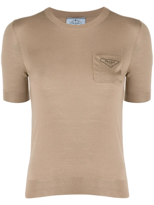 Chest Pocket Crew Neck Top
