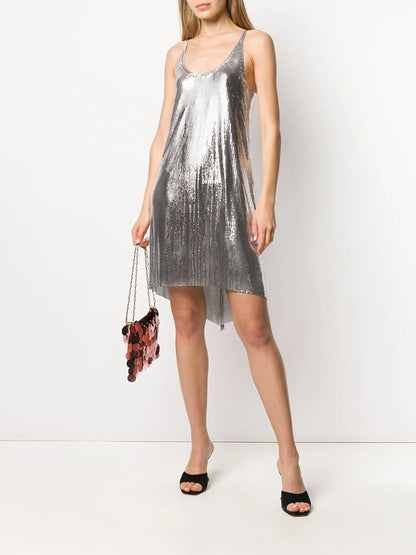 Metallized Mesh Dress