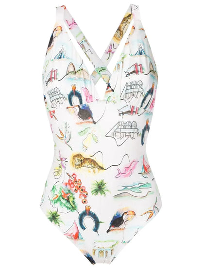 Motif-Print One-Piece Swimsuit