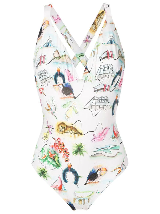 Motif-Print One-Piece Swimsuit
