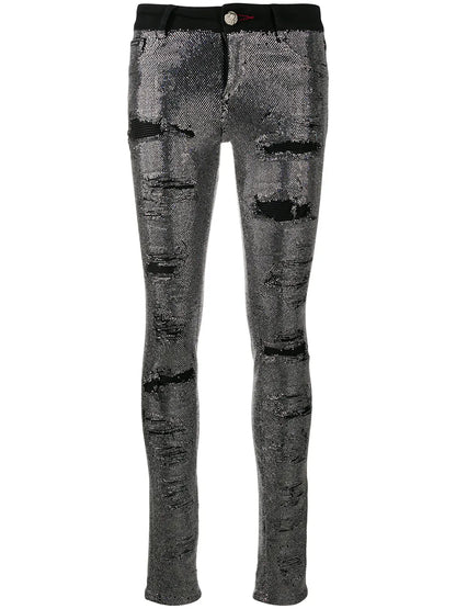 Crystal-Embellished Skinny Jeans