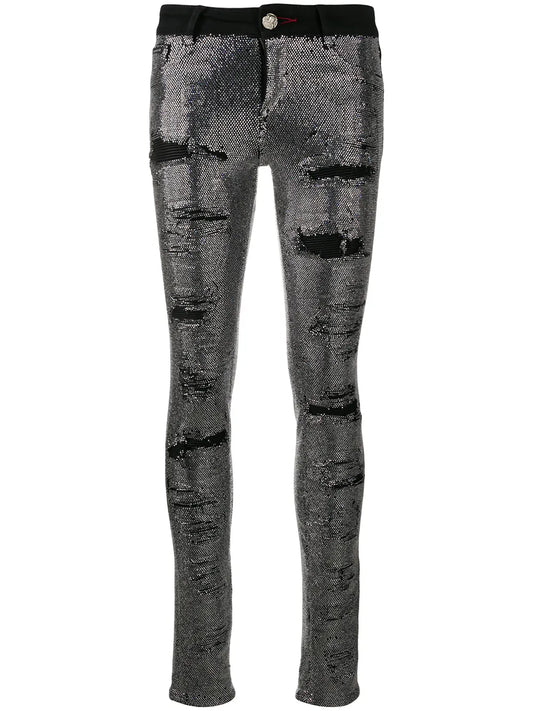 Crystal-Embellished Skinny Jeans