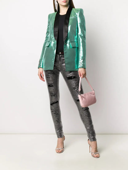 Crystal-Embellished Skinny Jeans