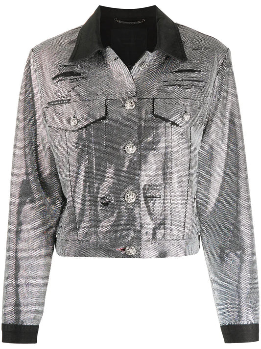 Crystal-Embellished Denim Jacket
