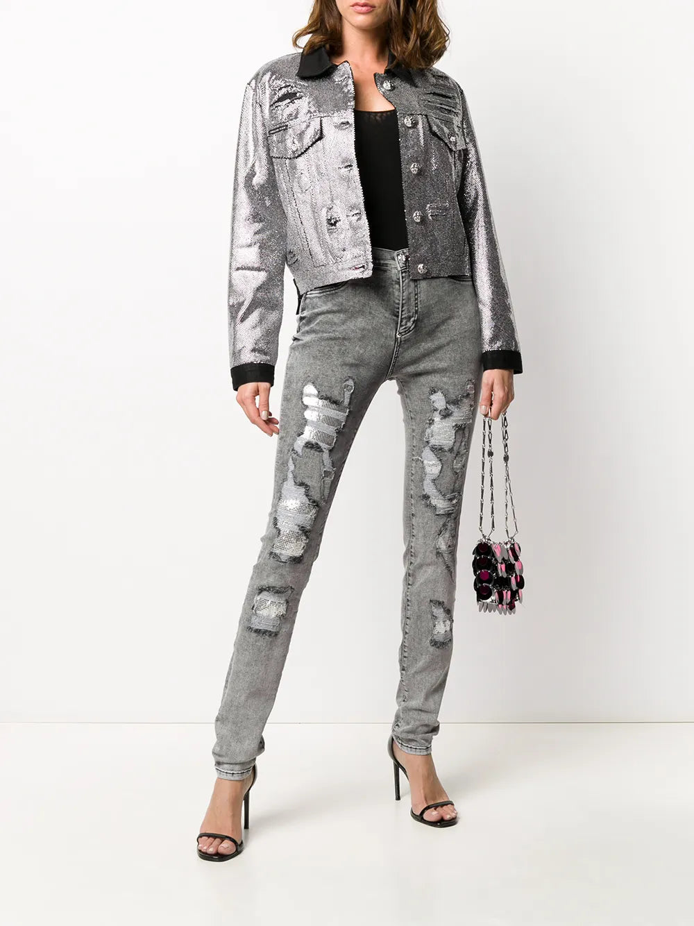 Crystal-Embellished Denim Jacket