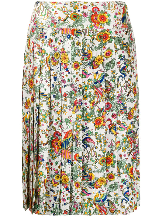 Floral Print Pleated Skirt