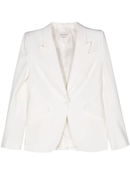 Crepe Peak-Lapels Blazer