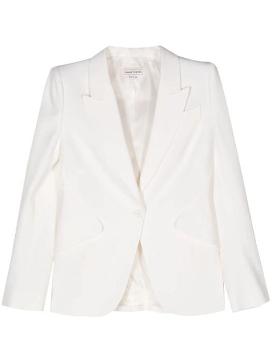 Crepe Peak-Lapels Blazer