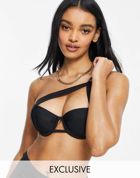 Exclusive Fuller Bust Underwire One Shoulder Bikini Top