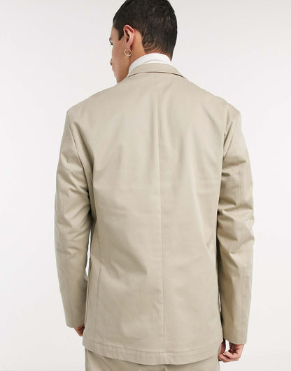 Cotton Slim Fit Patch Pocket Cotton Suit Jacket