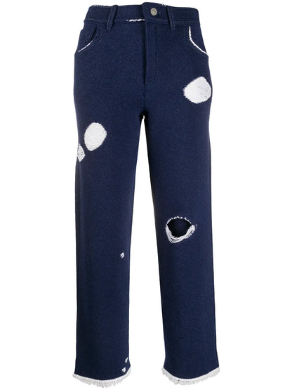 Denim-Inspired Knitted Boyfriend Trousers
