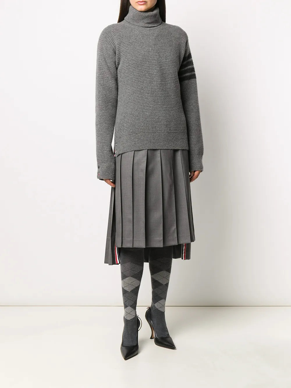 Tonal 4-Bar Roll Neck Jumper