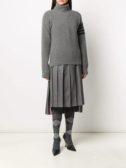 Tonal 4-Bar Roll Neck Jumper