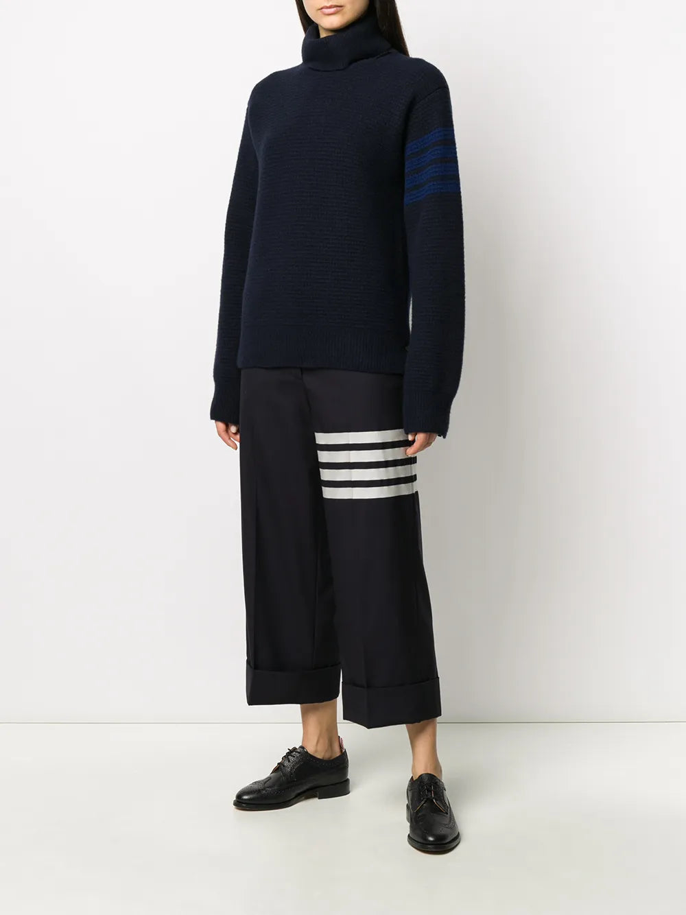 Tonal 4-Bar Roll Neck Jumper