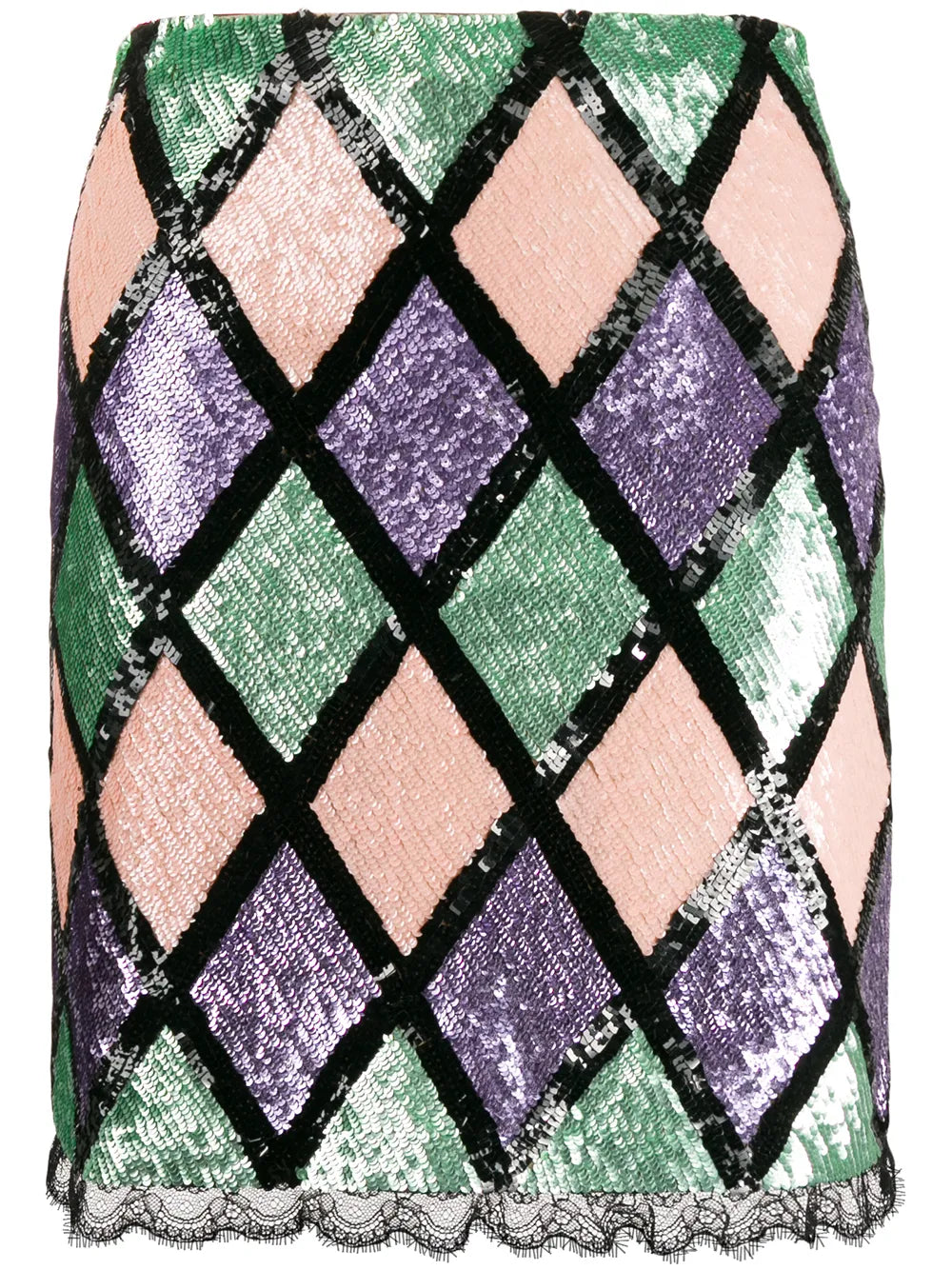 Argyle Pattern Sequin Skirt
