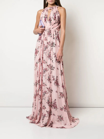 Halterneck Floral Bridesmaid Dress