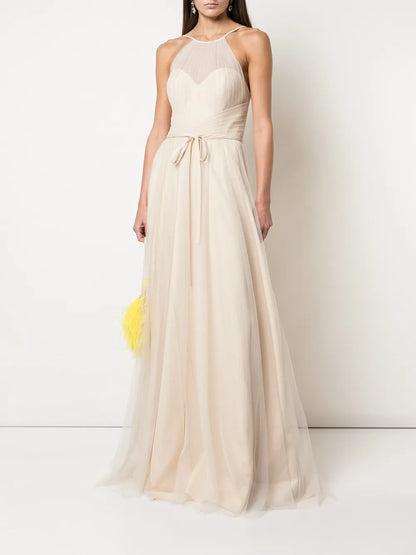 Halterneck Tulle Bridesmaid Gown