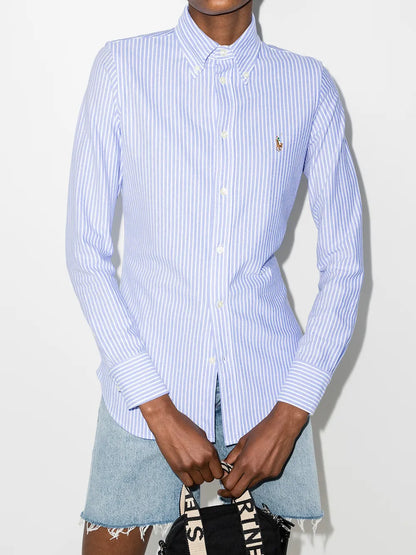 Logo-Embroidered Stripe Shirt