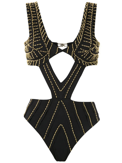 Embroidered Cut Out Swimsuit