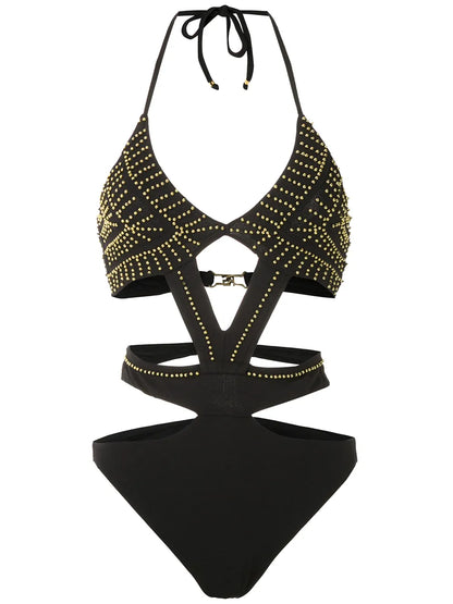 Embroidered Cut Out Swimsuit