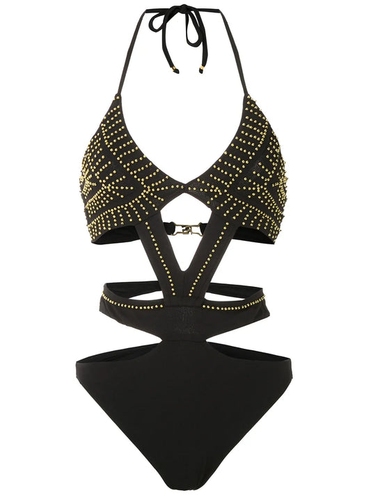 Embroidered Cut Out Swimsuit