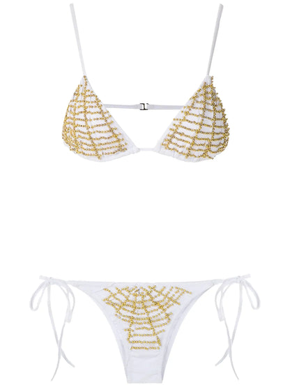 Beaded Triangle Bikini Set
