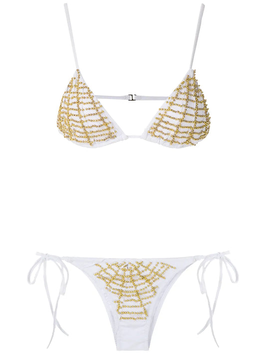 Beaded Triangle Bikini Set
