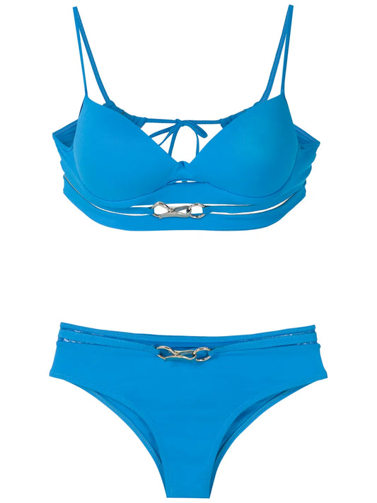 Metallic Embellishments Bikini Set