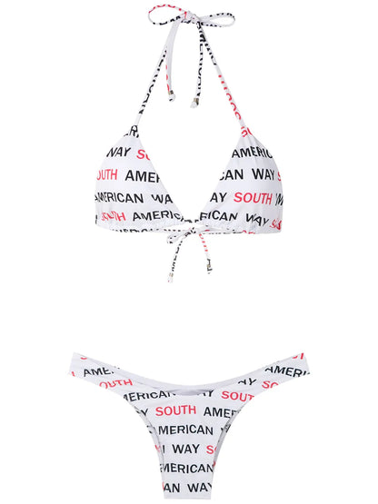 Logo Print Bikini Set