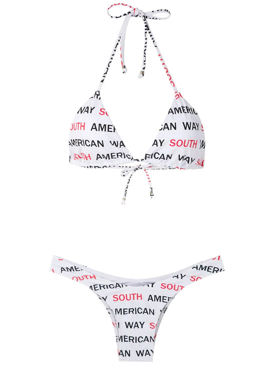 Logo Print Bikini Set