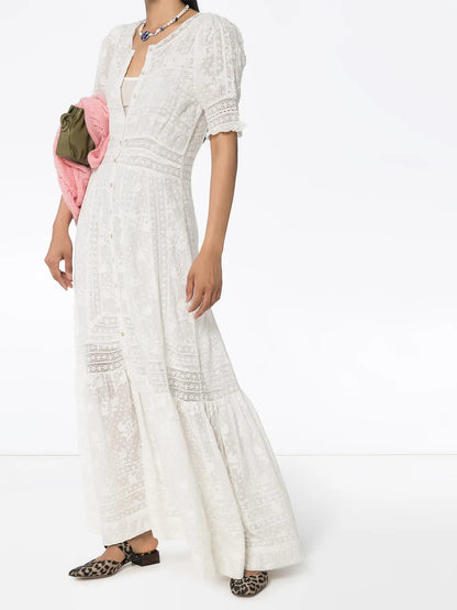 Minka Embroidered Cotton Maxi Dress