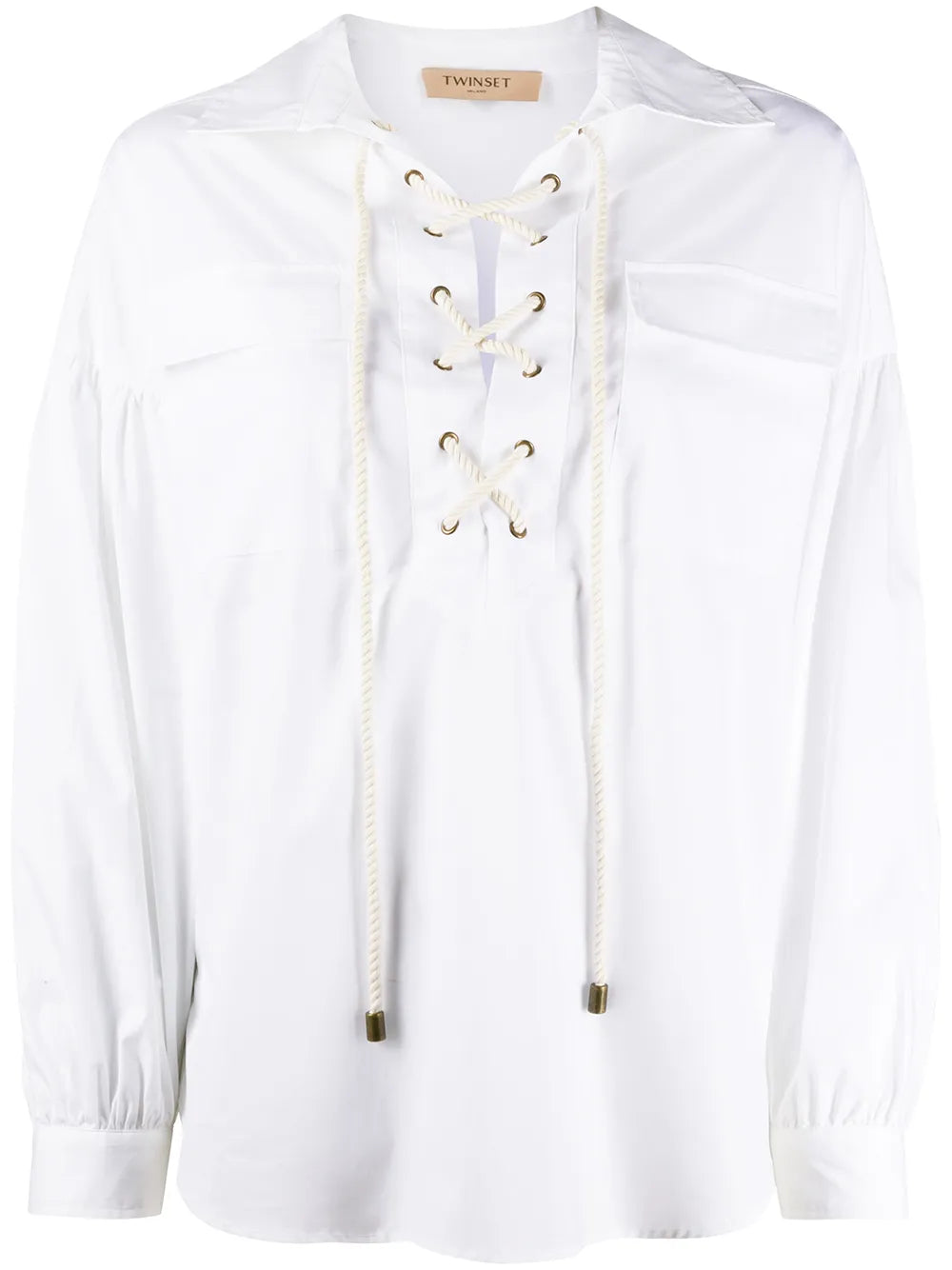 Lace-Up Loose-Fit Blouse