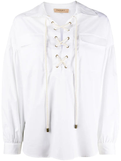 Lace-Up Loose-Fit Blouse