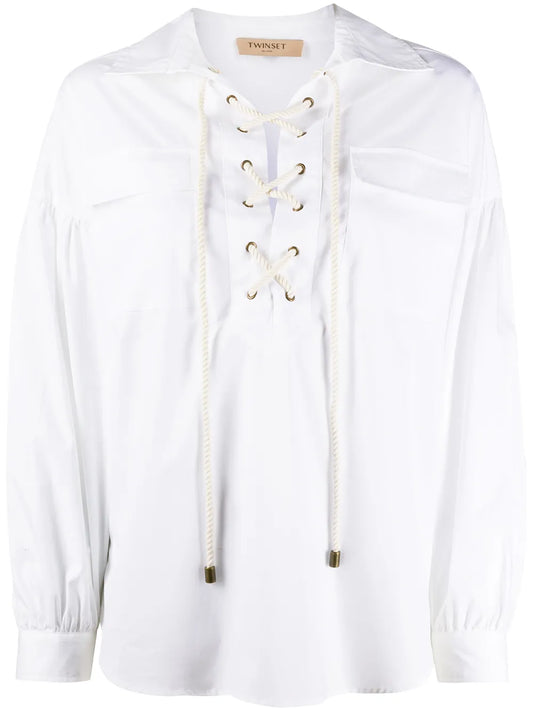 Lace-Up Loose-Fit Blouse