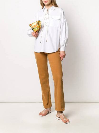 Lace-Up Loose-Fit Blouse