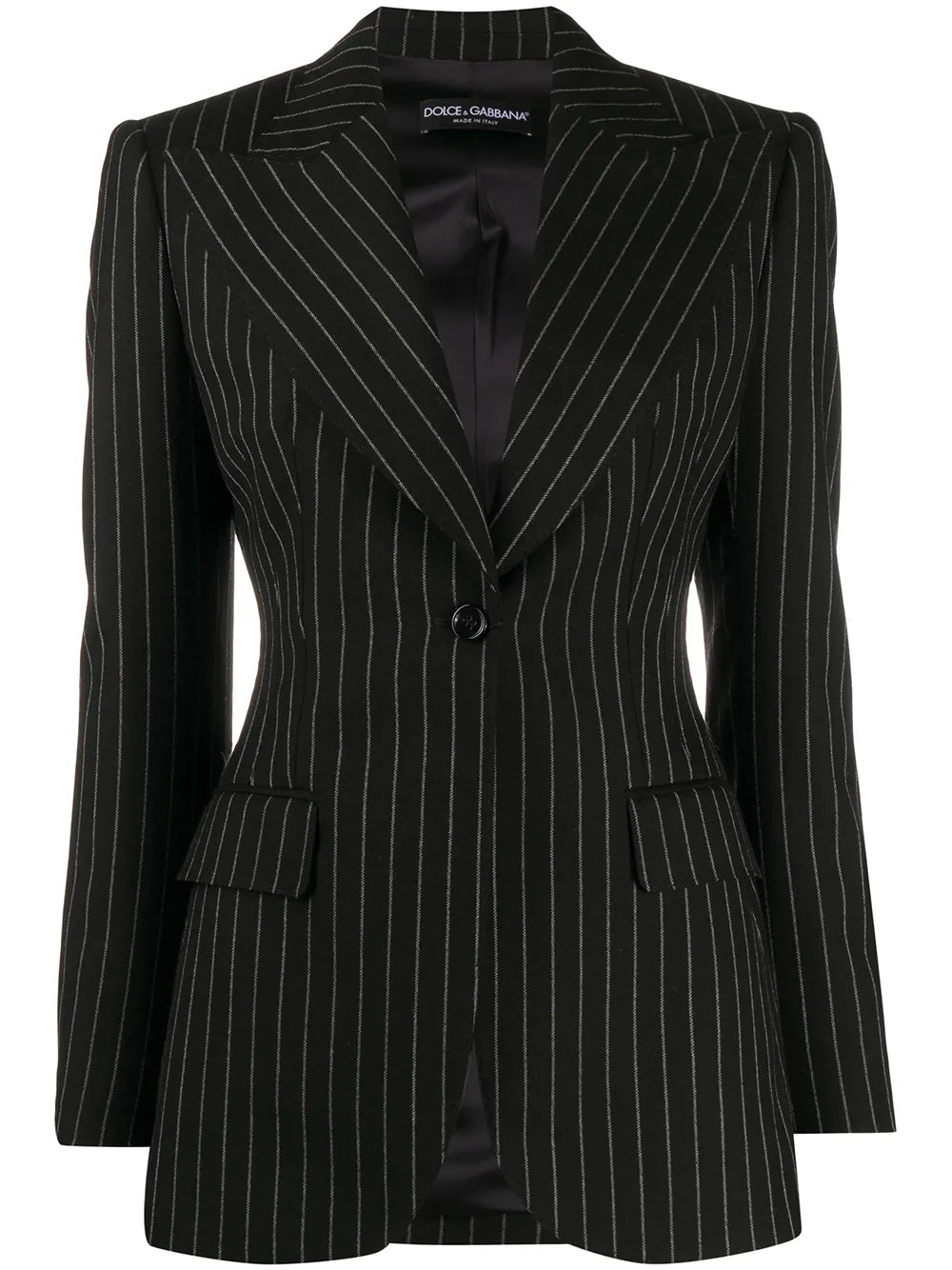 Pinstriped Single Button Blazer