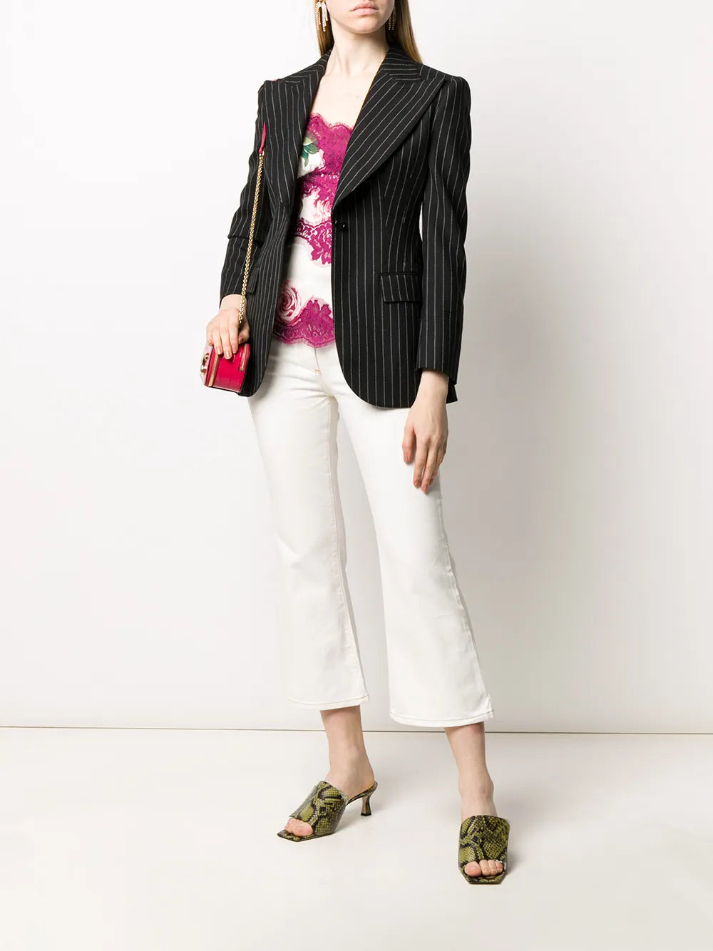 Pinstriped Single Button Blazer