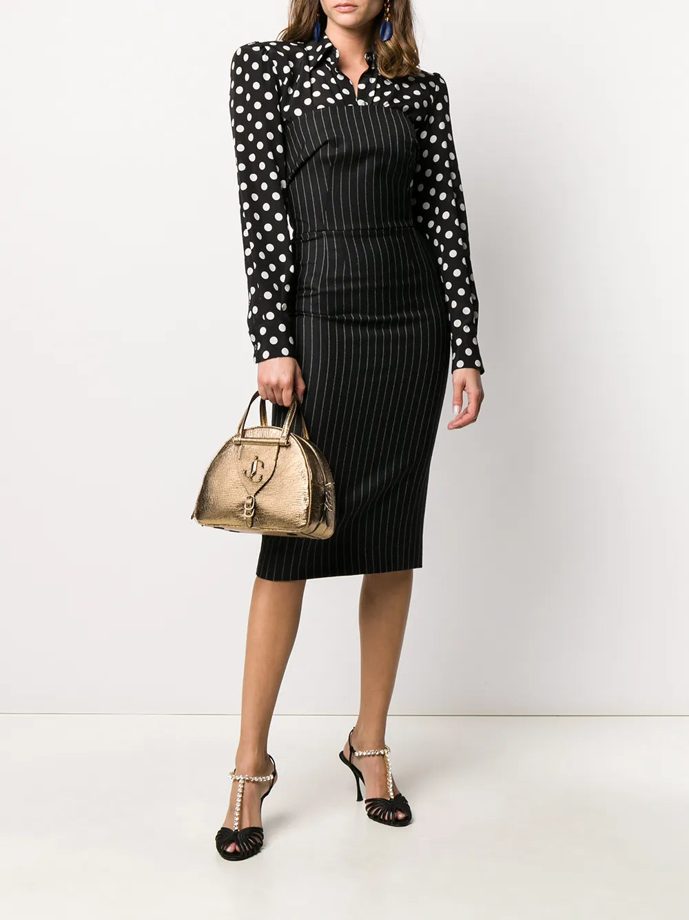 Pinstriped Strapless Midi Dress