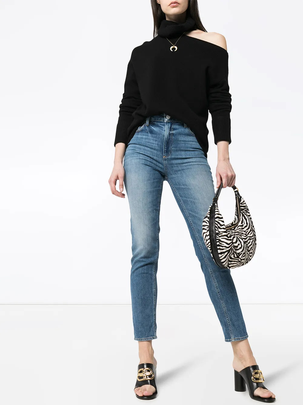 Raundi Cold-Shoulder Turtleneck Sweater