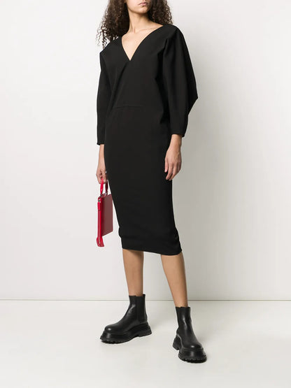 V-Neck Midi Dress