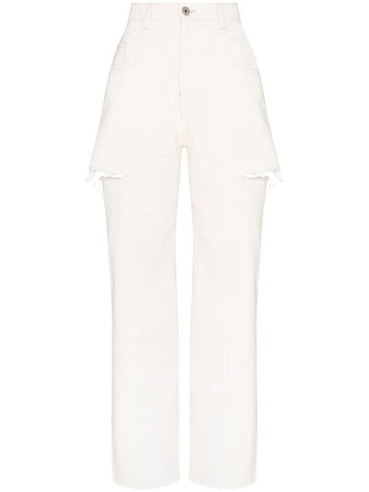 Distressed Straight-Leg Jeans