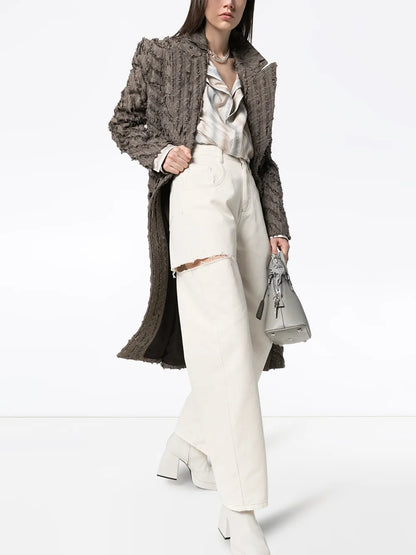 Distressed Straight-Leg Jeans