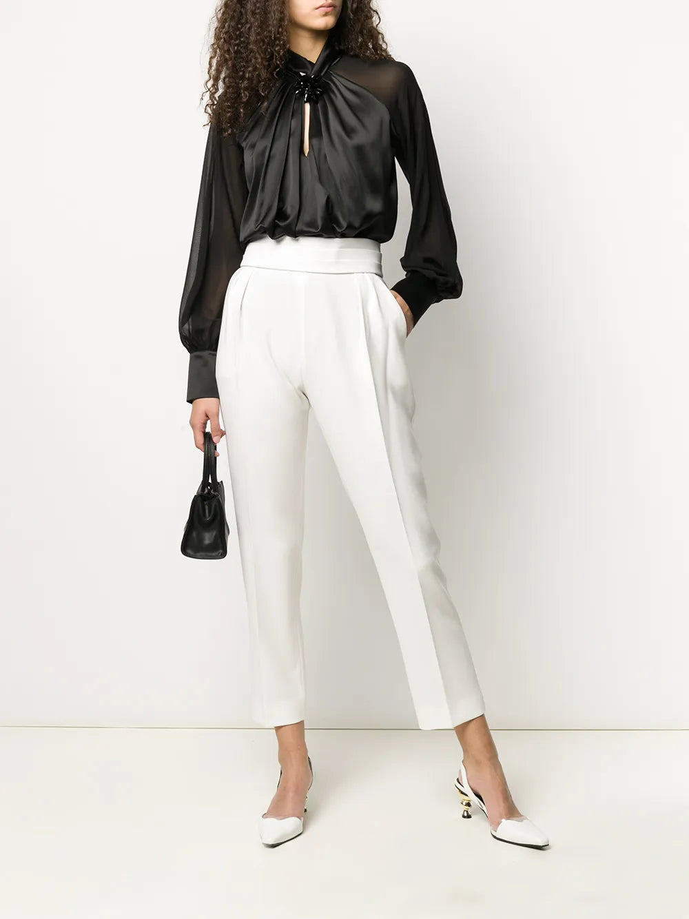 Pleated Cropped Trousers