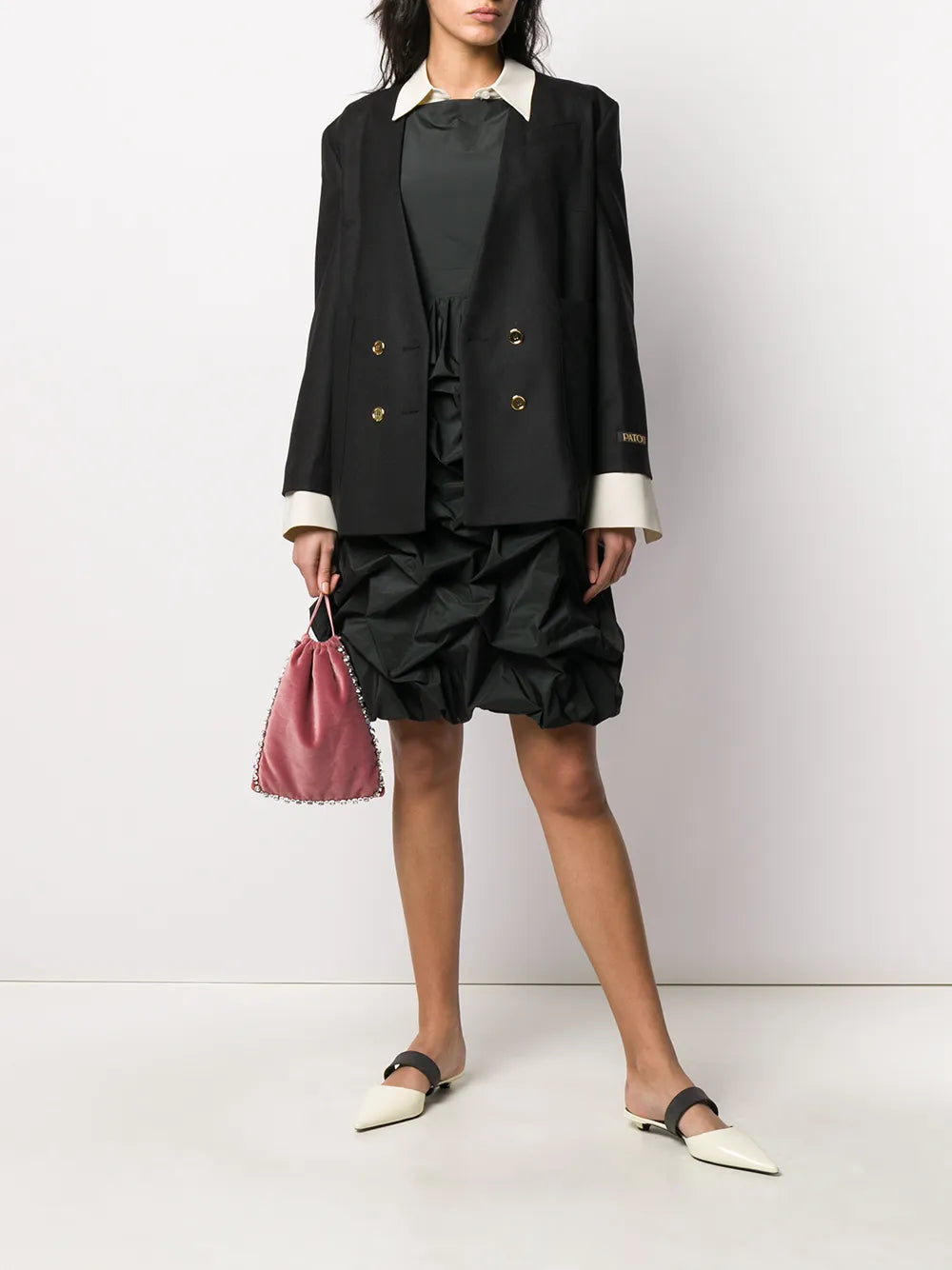 Collarless Double-Breasted Blazer