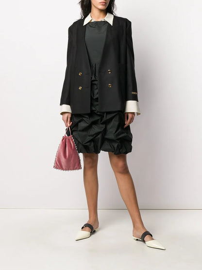 Collarless Double-Breasted Blazer