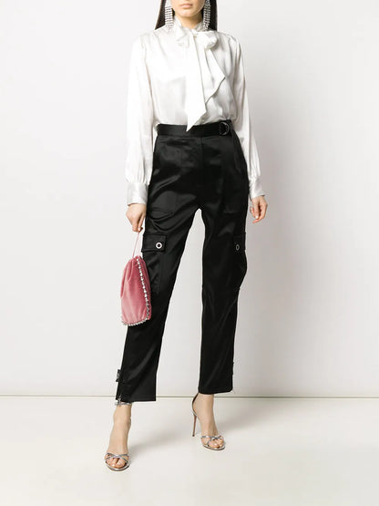 High-Rise Cargo-Pocket Trousers